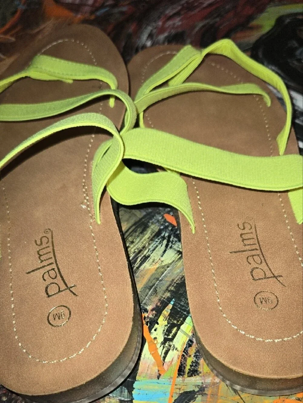 Palms Neon Lime Strappy Women's Slide Sandals